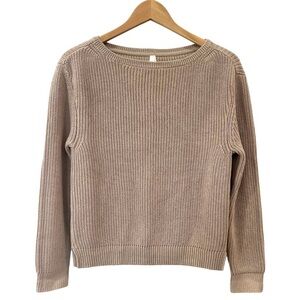 Pact Women's organic cotton luxe knit boatneck Sweater  S beige NWOT